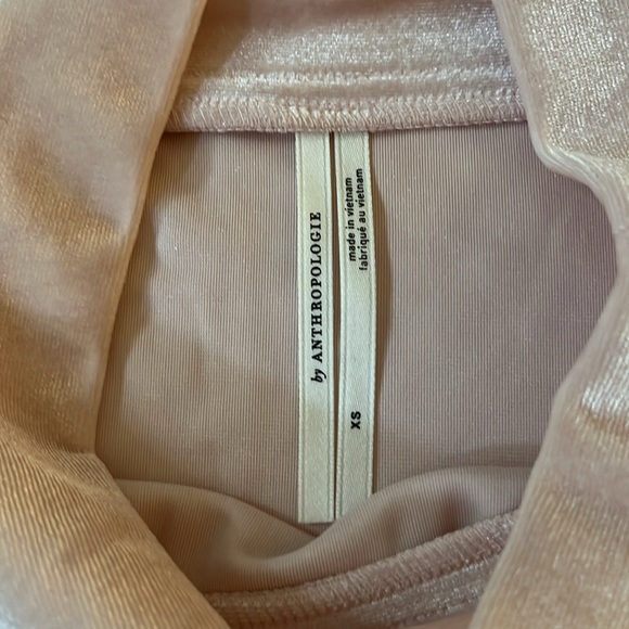 Anthropologie pink top Women Size XS Velour Mockneck - Picture 3 of 6
